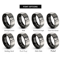 font options for inside engraving on black & gray gantry crane rings