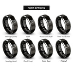 font options for inside engraving on black & silver gantry crane rings
