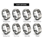font options for inside engraving on silver gantry crane rings
