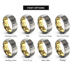 font options for inside engraving on gold & gray garden fence flowers rings