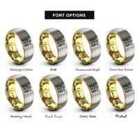 font options for inside engraving on gold & silver garden fence flowers rings