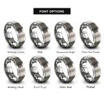 font options for inside engraving on grey garden fence flowers rings
