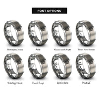 font options for inside engraving on grey garden fence flowers rings