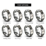 font options for inside engraving on gray garden fence flowers rings