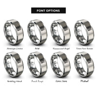 font options for inside engraving on gray garden fence flowers rings