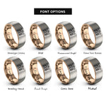 font options for inside engraving on rose gold & gray garden fence flowers rings