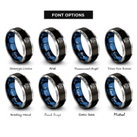 font options for inside engraving on black & blue & gray gargoyle rings