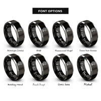 font options for inside engraving on black & silver gargoyle perched rings