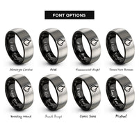font options for inside engraving on black & gray garlic bulb rings