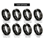 font options for inside engraving on black & gray garlic bulb rings