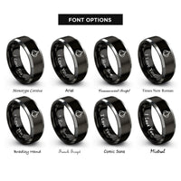 font options for inside engraving on black & gray garlic bulb rings