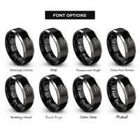 font options for inside engraving on black & grey garlic press rings