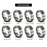 font options for inside engraving on silver gas cylinder rings