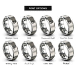 font options for inside engraving on silver gas evolution rings