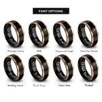 font options for inside engraving on black & rose gold gas grill rings