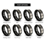 font options for inside engraving on black & gray gas pump rings