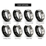font options for inside engraving on black & silver gas pump rings