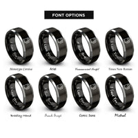font options for inside engraving on black & silver gas pump rings
