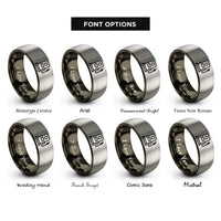 font options for inside engraving on gunmetal & gray gas pump rings