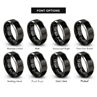 font options for inside engraving on black & gray gaston move rings