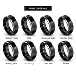 font options for inside engraving on black & silver gauntlet fist rings