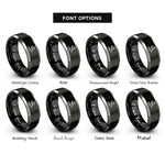 font options for inside engraving on black & silver gavel rings