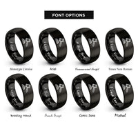 font options for inside engraving on black gavel rings