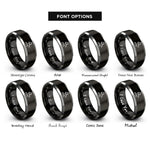font options for inside engraving on black & silver gavel block rings