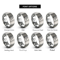 font options for inside engraving on gray gavel block rings