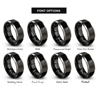 font options for inside engraving on black & gray gazelle rings
