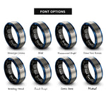 font options for inside engraving on black & blue & grey gear rings