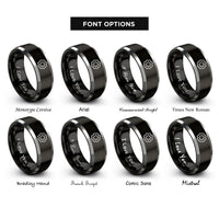 font options for inside engraving on black & gray gear rings