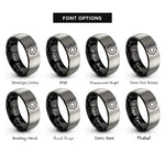 font options for inside engraving on black & grey gear rings