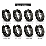 font options for inside engraving on black & grey gear rings