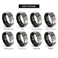 font options for inside engraving on black & grey gear circuit rings
