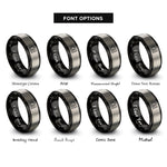 font options for inside engraving on black & gray gear circuit rings