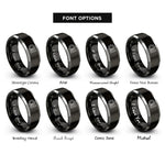 font options for inside engraving on black & silver gear circuit rings