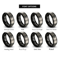 font options for inside engraving on black & grey gear cog rings