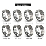 font options for inside engraving on silver gear cog rings