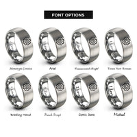 font options for inside engraving on silver gear cog rings