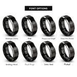 font options for inside engraving on black & silver gear emblem rings