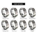font options for inside engraving on silver gear emblem rings