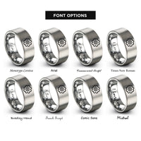 font options for inside engraving on silver gear rings