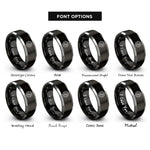 font options for inside engraving on black & grey gear lightning bolt rings