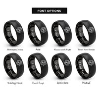 font options for inside engraving on black gear lightning bolt rings