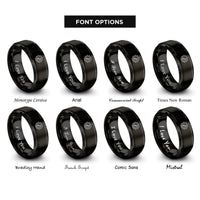 font options for inside engraving on black gear lightning bolt rings