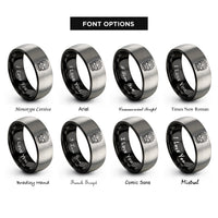 font options for inside engraving on black & grey gear skull rings