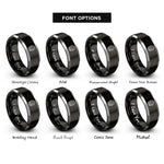 font options for inside engraving on black & silver gear skull rings