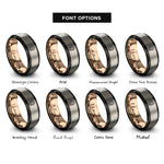 font options for inside engraving on black & rose gold & silver gear skull rings