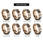 font options for inside engraving on rose gold gear skull rings
